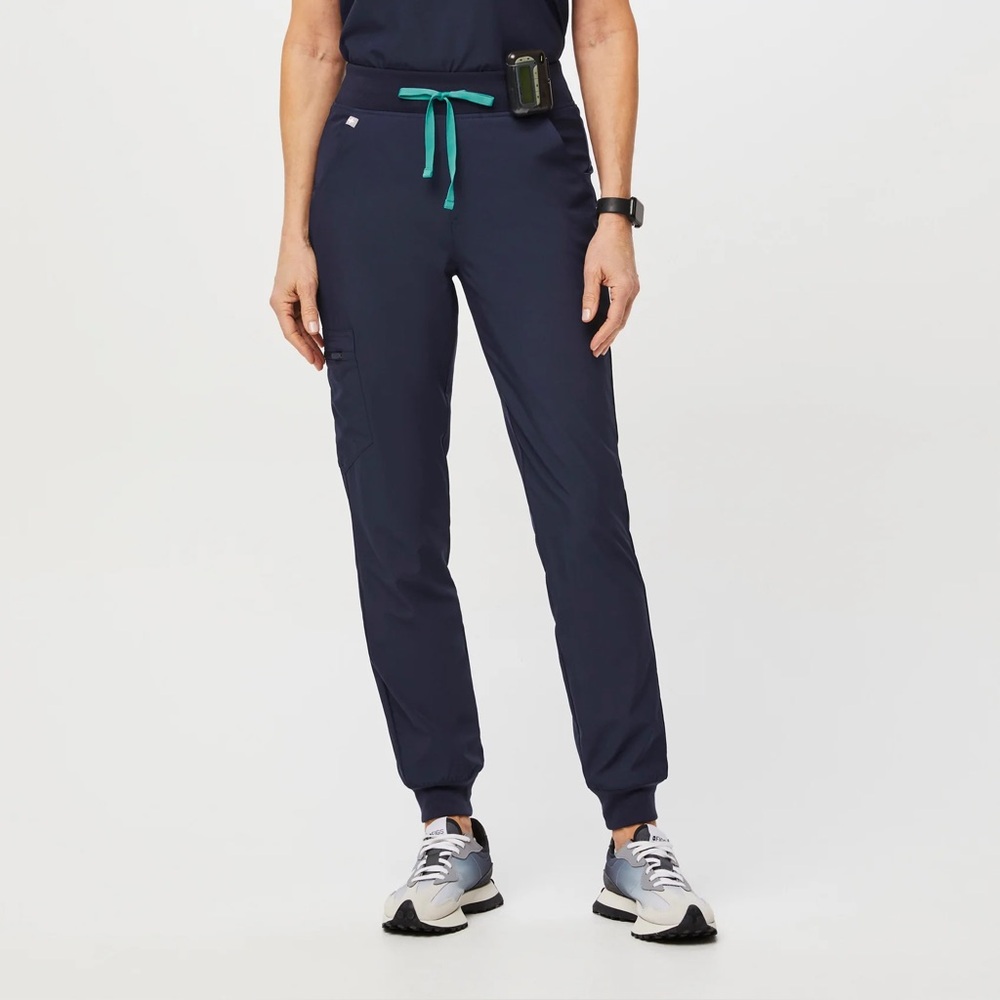 Figs Navy Blue Joggers with Teal Accents
